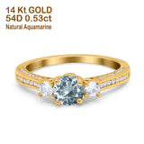 14K Gold 1.37ct Round Three Stone Vintage 6mm G SI Diamond Engagement Wedding Ring
