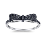 Wedding Ring Ribbon Shape Round Simulated Cubic Zirconia 925 Sterling Silver