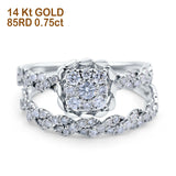 14K Gold 0.75ct Round 10.8mm G SI Diamond Engagement Bridal Set Wedding Ring
