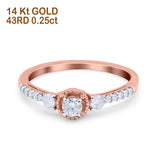 14K Gold 0.31ct Three Stone Vintage Round 5mm G SI Diamond Engagement Band Wedding Ring