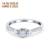 14K Gold 0.31ct Three Stone Vintage Round 5mm G SI Diamond Engagement Band Wedding Ring