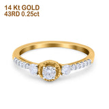 14K Gold 0.31ct Three Stone Vintage Round 5mm G SI Diamond Engagement Band Wedding Ring
