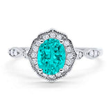 Art Deco Antique Style Wedding Ring Oval Simulated Cubic Zirconia 925 Sterling Silver