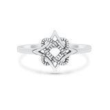 Simple Plain Celtic Star Thumb Ring Band Solid 925 Sterling Silver