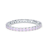 Full Eternity Stackable Engagement Ring Lab Created Opal 925 Sterling Silver