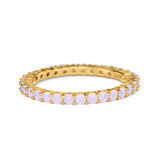 Full Eternity Stackable Engagement Ring Lab Created Opal 925 Sterling Silver