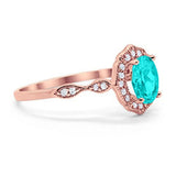 Art Deco Antique Style Wedding Ring Oval Simulated Cubic Zirconia 925 Sterling Silver