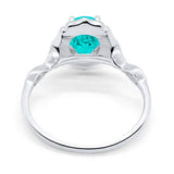 Art Deco Antique Style Wedding Ring Oval Simulated Cubic Zirconia 925 Sterling Silver