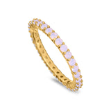 Full Eternity Stackable Engagement Ring Lab Created Opal 925 Sterling Silver