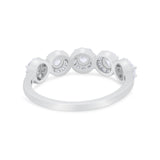 Half Eternity Band Round Cubic Zirconia 925 Sterling Silver 5-Stone Halo