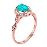 Art Deco Antique Style Wedding Ring Oval Simulated Cubic Zirconia 925 Sterling Silver