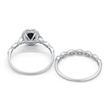 Halo Oval Bridal Wedding Set Ring Art Deco Oval Round Cubic Zirconia Solid 925 Sterling Silver Choose Color Size 4 to 12