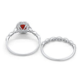 Halo Oval Bridal Wedding Set Ring Art Deco Oval Round Cubic Zirconia Solid 925 Sterling Silver Choose Color Size 4 to 12