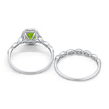 Halo Oval Bridal Wedding Set Ring Art Deco Oval Round Cubic Zirconia Solid 925 Sterling Silver Choose Color Size 4 to 12