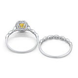 Halo Oval Bridal Wedding Set Ring Art Deco Oval Round Cubic Zirconia Solid 925 Sterling Silver Choose Color Size 4 to 12
