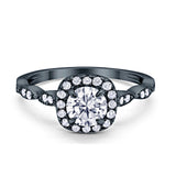 Art Deco Wedding Engagement Ring Round Cubic Zirconia Solid 925 Sterling Silver