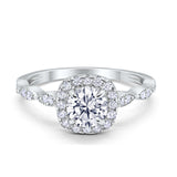 Art Deco Wedding Engagement Ring Round Cubic Zirconia Solid 925 Sterling Silver