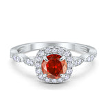 Art Deco Wedding Engagement Ring Round Cubic Zirconia Solid 925 Sterling Silver Choose Color Size 4 to 12