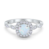 Art Deco Wedding Engagement Ring Round Cubic Zirconia Solid 925 Sterling Silver