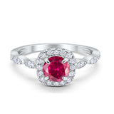 Art Deco Wedding Engagement Ring Round Cubic Zirconia Solid 925 Sterling Silver Choose Color Size 4 to 12