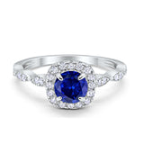 Art Deco Wedding Engagement Ring Round Cubic Zirconia Solid 925 Sterling Silver Choose Color Size 4 to 12