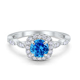 Art Deco Wedding Engagement Ring Round Cubic Zirconia Solid 925 Sterling Silver