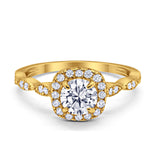 Art Deco Wedding Engagement Ring Round Cubic Zirconia Solid 925 Sterling Silver Choose Color Size 4 to 12