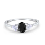 3-Stone Fashion Promise Ring Oval Simulated Cubic Zirconia 925 Sterling Silver