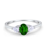 3-Stone Fashion Promise Ring Oval Simulated Cubic Zirconia 925 Sterling Silver