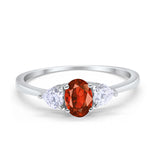 3-Stone Fashion Promise Ring Oval Simulated Cubic Zirconia 925 Sterling Silver