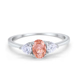 3-Stone Fashion Promise Ring Oval Simulated Cubic Zirconia 925 Sterling Silver