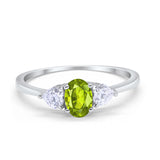 3-Stone Fashion Promise Ring Oval Simulated Cubic Zirconia 925 Sterling Silver