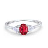 3-Stone Fashion Promise Ring Oval Simulated Cubic Zirconia 925 Sterling Silver