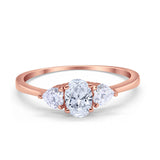 3-Stone Fashion Promise Ring Oval Simulated Cubic Zirconia 925 Sterling Silver