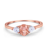 3-Stone Fashion Promise Ring Oval Simulated Cubic Zirconia 925 Sterling Silver