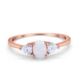 3-Stone Fashion Promise Ring Oval Simulated Cubic Zirconia 925 Sterling Silver