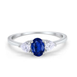 3-Stone Fashion Promise Ring Oval Simulated Cubic Zirconia 925 Sterling Silver