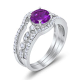 Art Deco Three Piece Wedding Ring Simulated Cubic Zirconia 925 Sterling Silver