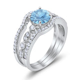 Art Deco Three Piece Wedding Ring Simulated Cubic Zirconia 925 Sterling Silver