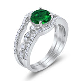 Art Deco Three Piece Wedding Ring Simulated Cubic Zirconia 925 Sterling Silver