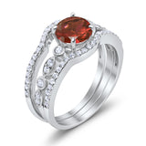 Art Deco Three Piece Wedding Ring Simulated Cubic Zirconia 925 Sterling Silver