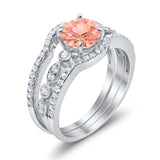 Art Deco Three Piece Wedding Ring Simulated Cubic Zirconia 925 Sterling Silver