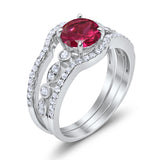 Art Deco Three Piece Wedding Ring Simulated Cubic Zirconia 925 Sterling Silver