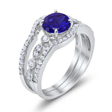 Art Deco Three Piece Wedding Ring Simulated Cubic Zirconia 925 Sterling Silver