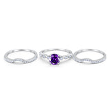Art Deco Three Piece Wedding Ring Simulated Cubic Zirconia 925 Sterling Silver