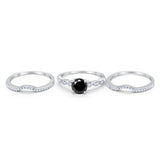 Art Deco Three Piece Wedding Ring Simulated Cubic Zirconia 925 Sterling Silver
