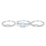 Art Deco Three Piece Wedding Ring Simulated Cubic Zirconia 925 Sterling Silver