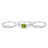 Art Deco Three Piece Wedding Ring Simulated Cubic Zirconia 925 Sterling Silver