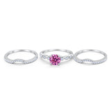 Art Deco Three Piece Wedding Ring Simulated Cubic Zirconia 925 Sterling Silver