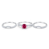 Art Deco Three Piece Wedding Ring Simulated Cubic Zirconia 925 Sterling Silver